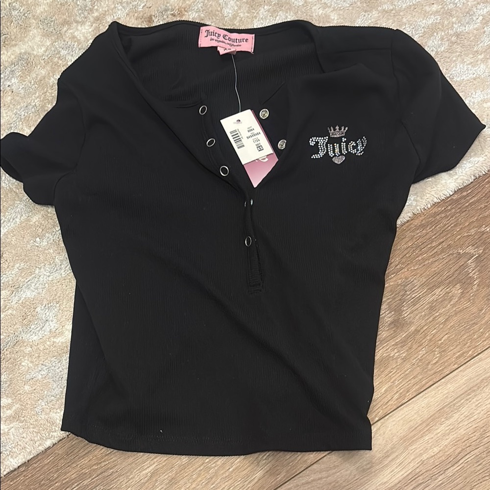 Juicy Couture Black Fitted Polo T-Shirt